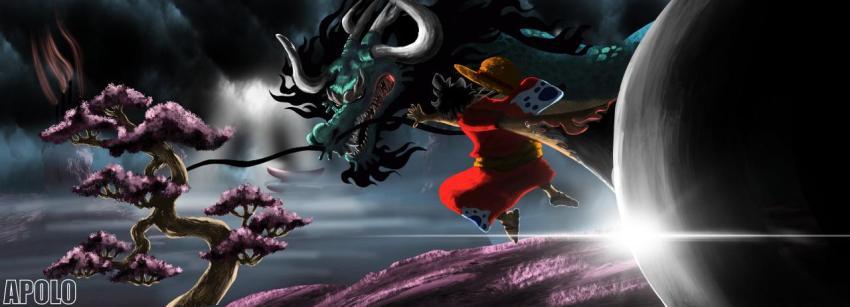 Luffy vs Kaido Dragon Showdown Wallpaper