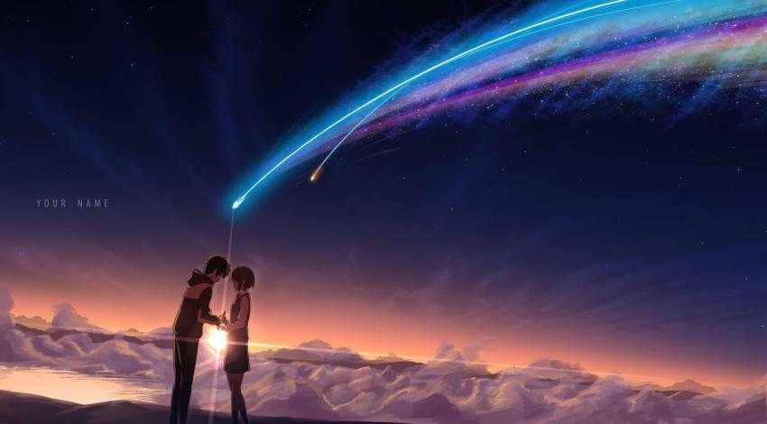Taki and Mitsuha Twilight Romantic Anime Wallpaper