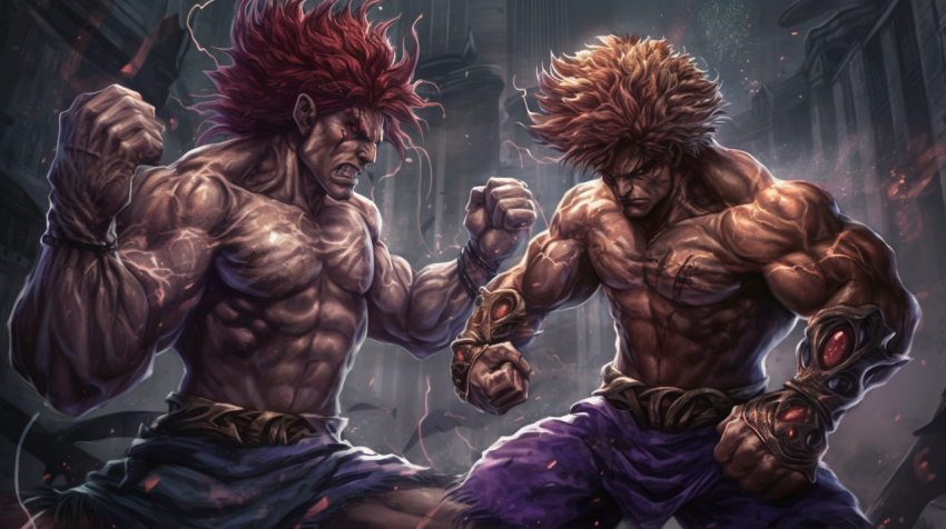 Baki vs. Yujiro Confrontation Wallpaper HD 4K