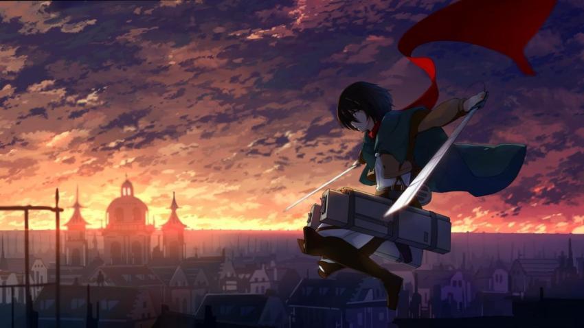 AOT Mikasa Sunset Wallpaper