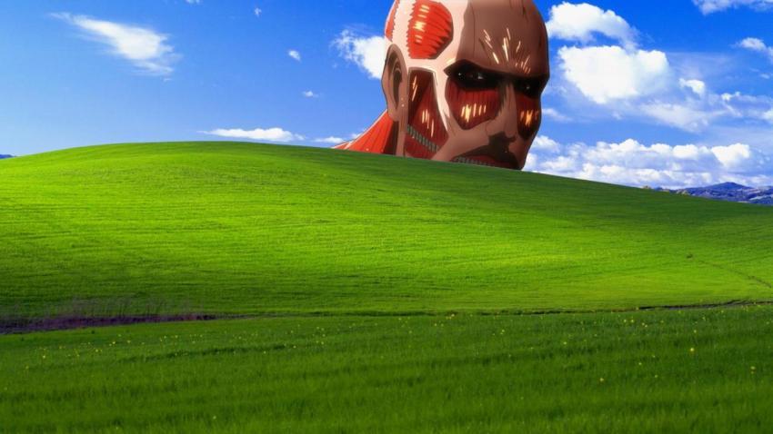 Windows XP Meets Attack on Titan: Parody Wallpaper