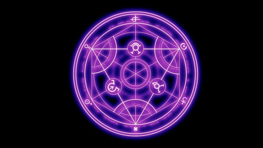 FMA: Purple Light and Alchemy Circle Wallpaper