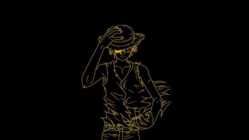 Luffy Golden Line Art Wallpaper 4K