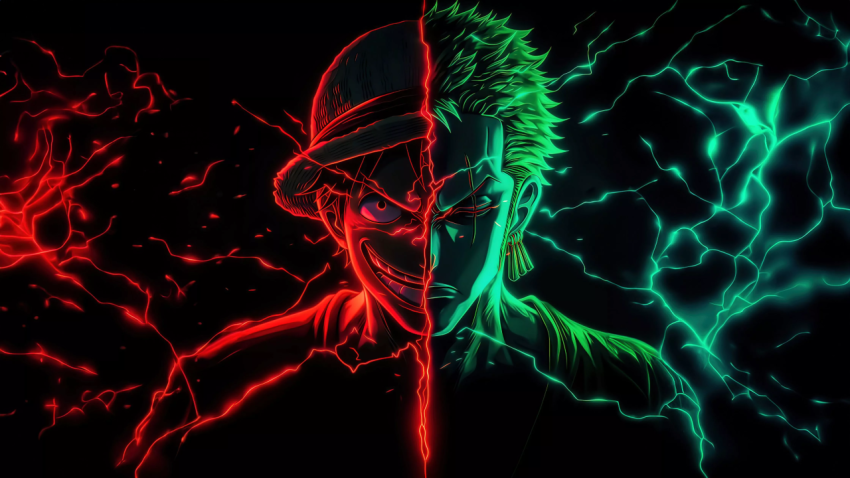 Luffy Zoro Split Image Wallpaper HD 4K