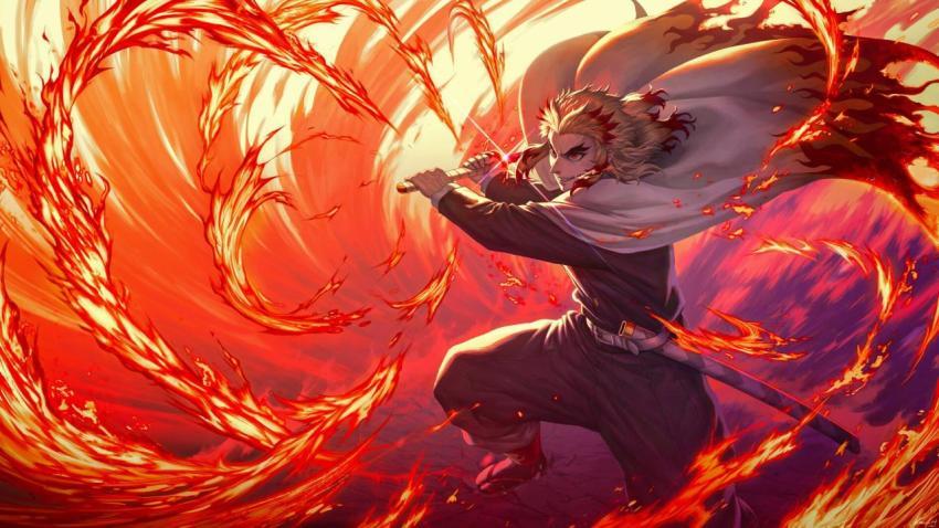 Flame Hashira Rengoku Action HD Wallpaper