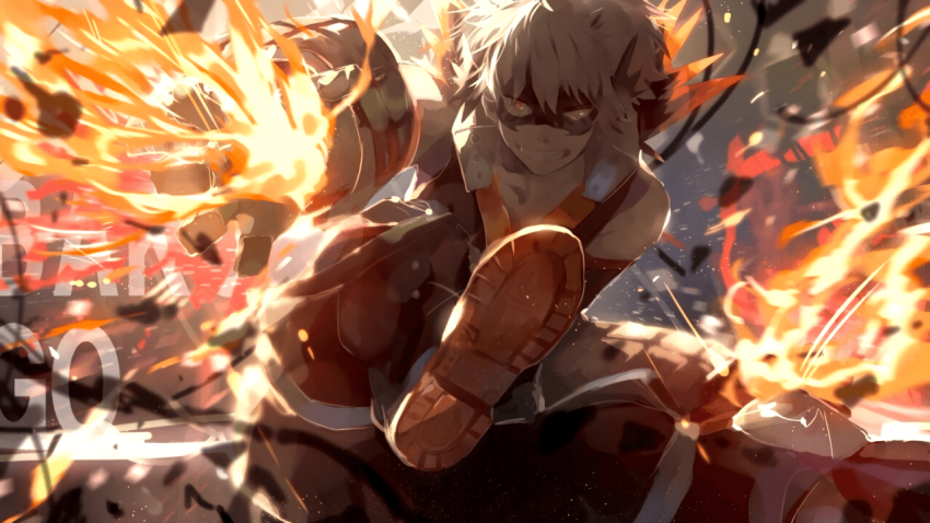 Katsuki Bakugo Combat Art Wallpaper