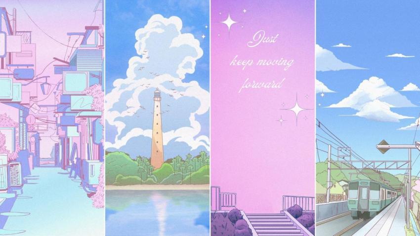 Pastel Scene Panel Anime Wallpaper HD 4K