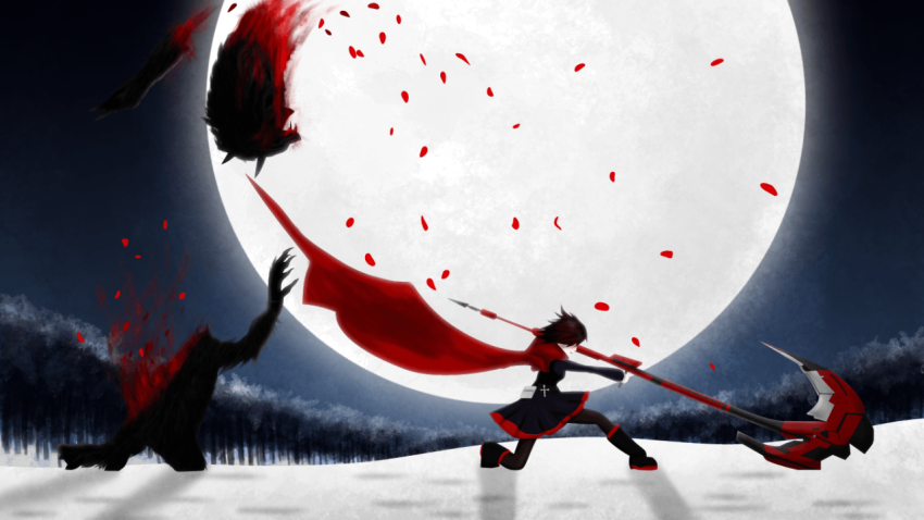 Ruby Rose Battle Under the Moon 4K Desktop Wallpaper