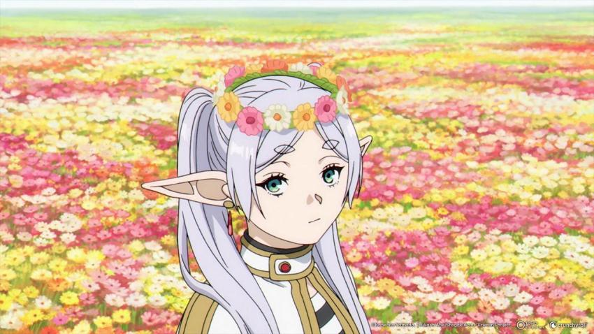 Frieren in Flower Field 4K Desktop Wallpaper