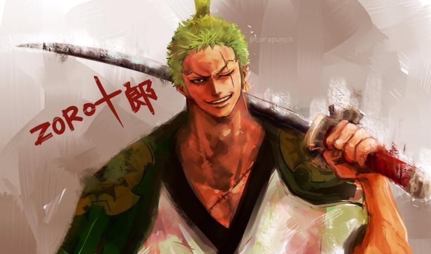 One Piece: Zoro Painterly Style Wallpaper