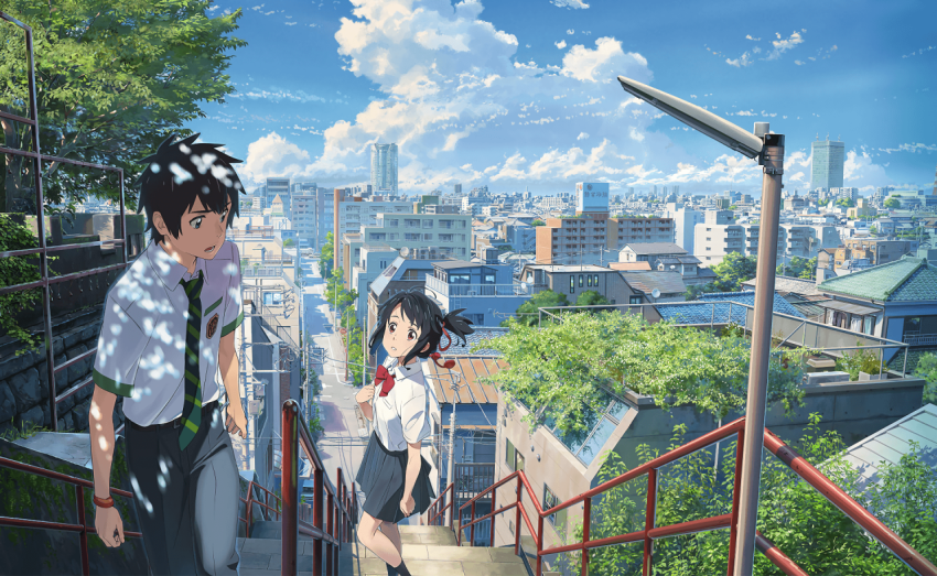 Taki and Mitsuha Staircase Meeting 4K Desktop Wallpaper