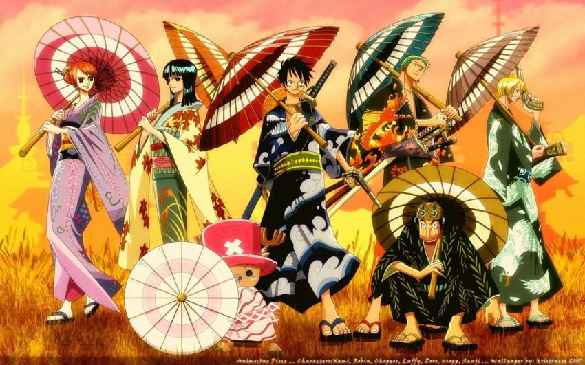 Straw Hat Crew Kimono Wallpaper HD 4K