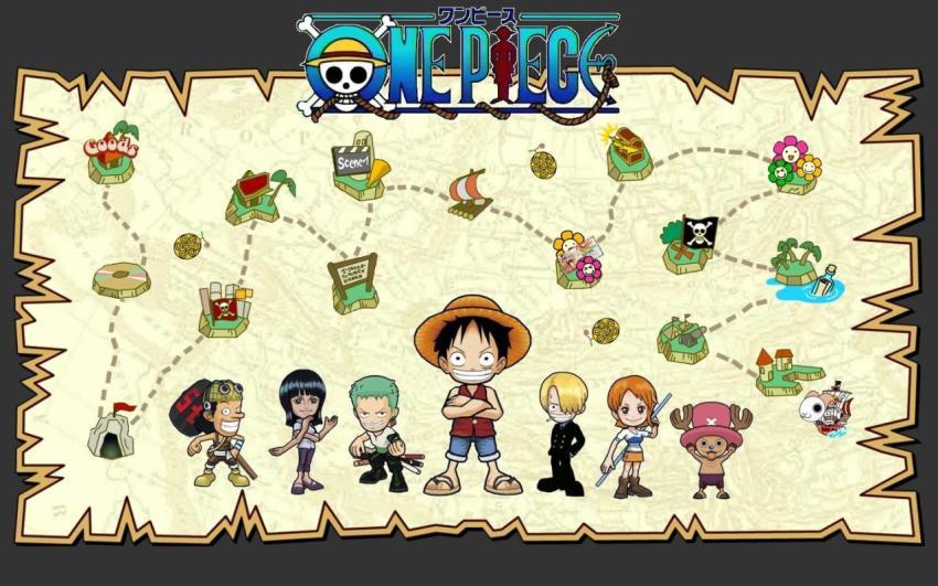 One Piece Chibi Map HD Wallpaper