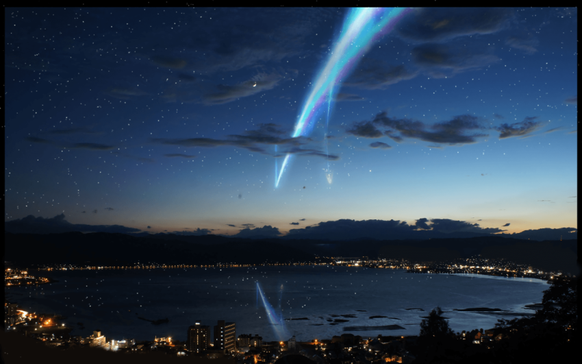 Your Name Comet Over City 4K Desktop Wallpaper