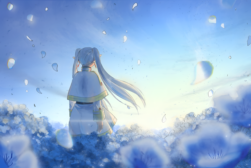 Frieren Contemplating the Sky 4K Desktop Wallpaper