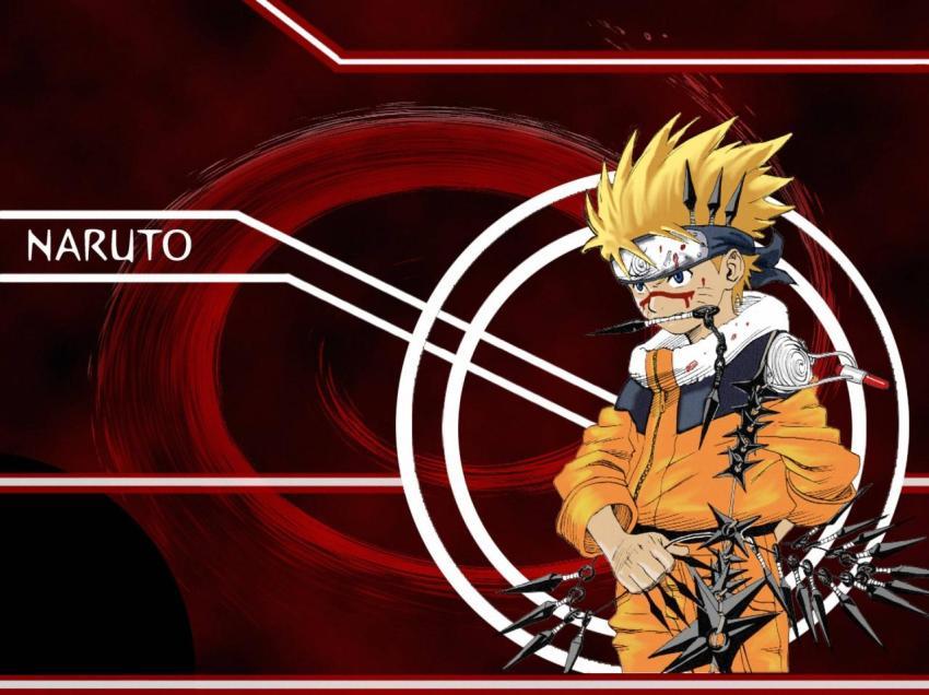 Naruto Red and White Graphic Wallpaper