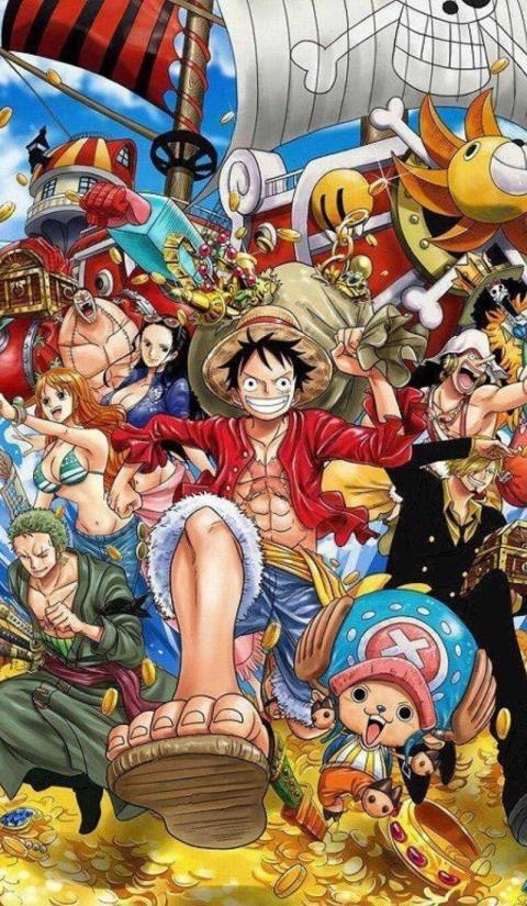 One Piece Crew Celebration Phone Wallpaper