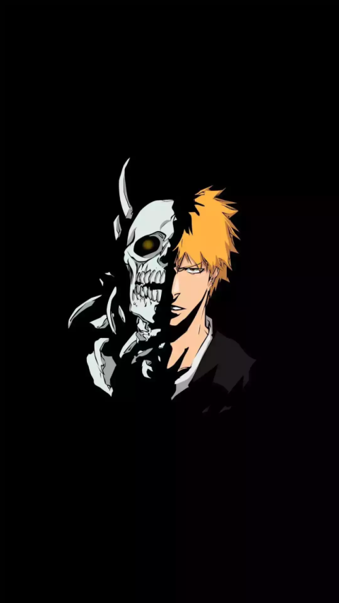 Ichigo and Hollow: Minimalist Phone Wallpaper