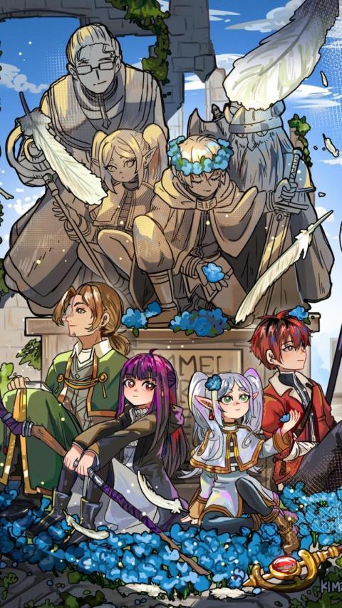 Frieren and Company Memorial 4K Mobile Wallpaper
