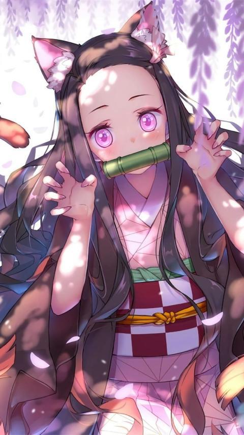 Demon Slayer Nezuko Kimono Iphone Wallpaper