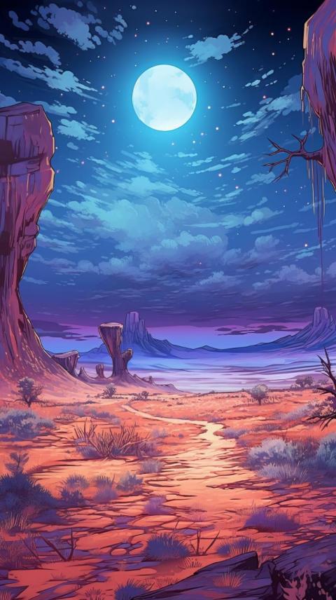 Night Desert Landscape Aesthetic Mobile Background