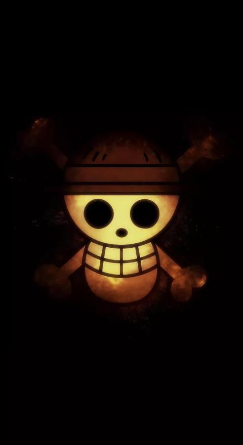 One Piece Glowing Jolly Roger Phone Wallpaper