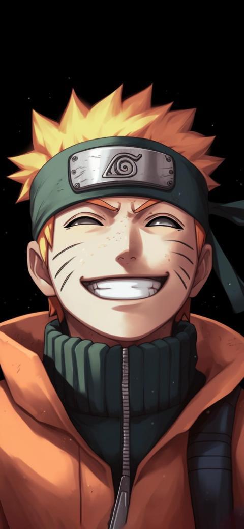 Smile Naruto Black Wallpaper for iPhone