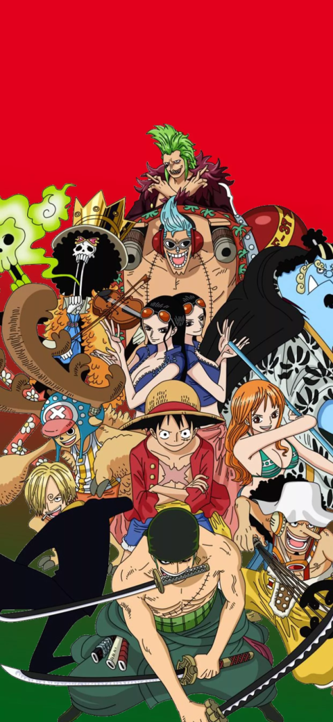 One Piece Group Illustration Iphone Wallpaper