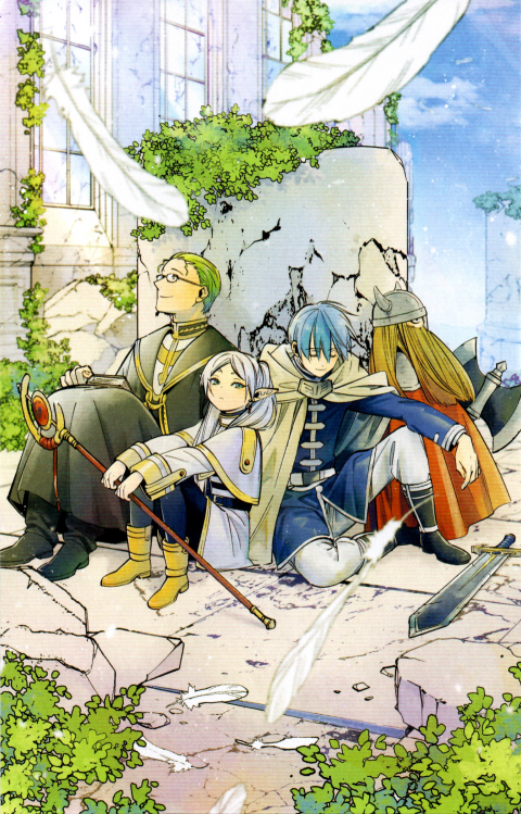 Frieren's Party Resting 4K Phone Wallpaper