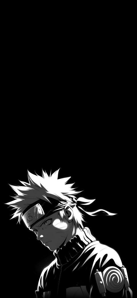 Naruto: Contemplative Gaze Black Wallpaper